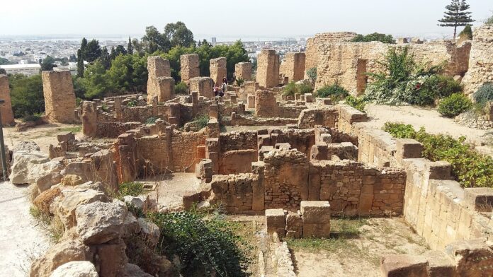 Le rovine della città di Cartagine, Tunisia
