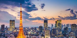 Panorama di Tokyo con la Tokyo Tower